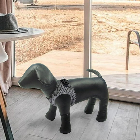 Maniquí de perro Salvador Maniquí de perros de material cuero PU para exhibición de tienda de mascotas ropa juguetes para perros Collar de Negro M