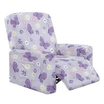 Xixirimido Purple Butterfly Daisy Pattern Recliner Chair Covers 4-Pieces Stretch Lazy Boy Recliner Covers with Pocket Reclining Slipcovers Soft Sofa Slipcover Furniture Protector for Pets Kids