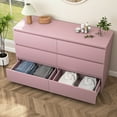 thumbnail image 2 of YYAo Particle Board 6 Drawer Dresser, Large Modern Chest of 6 Drawers Night Table, Storage Cabinet for Bedroom, Closet, Living Room, Pink, 2 of 9