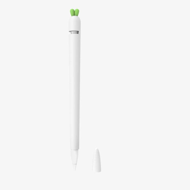 Para Apple Pencil Funda de silicona para 1.ª/2.ª generación Funda protectora de piel Funda magnética y cubierta de punta Agarre suave antideslizante Accesorios lindos de zanahoria 1.° blanco