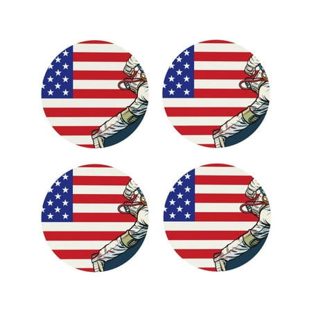 

Tideii American Astronaut Runs Forward for Leather Coasters 4 Pieces Anti-fouling and Anti-scalding Decorative Coasters Suitable for Restaurants Kitchens Coffee Shops-Round Shape