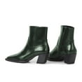 thumbnail image 3 of FSJ Women Comfortable Square Closed Toe Ankle Bootie Slant Low Chunky Block Heel Side Zipper Stretch Boots Date Street Shoes Size 11 Green, 3 of 3