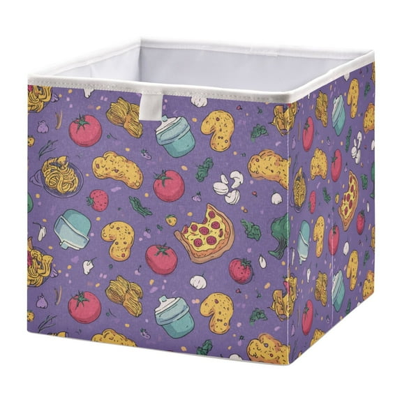 Fabric Open Basket Bins Foldable Storage Basket 2 Size Avliable Pizza Pasta