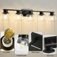 thumbnail image 5 of Bathroom Vanity Light Fixtures 5-Lights Black Bathroom Light Over Mirror with Clear Glass Shade Vanity Lights for Bathroom, 5 of 6