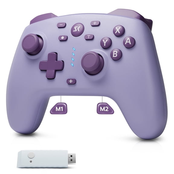 CHENGDAO Wireless Controller for Switch/Lite/OLED/Switch 2, Hall Effect Joystick & Trigger, 2 Programmable Back Buttons, Purple