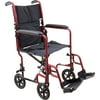 Roscoe Medical KT19BG Steel Transport Wheelchair with 19" Seat, Burgundy