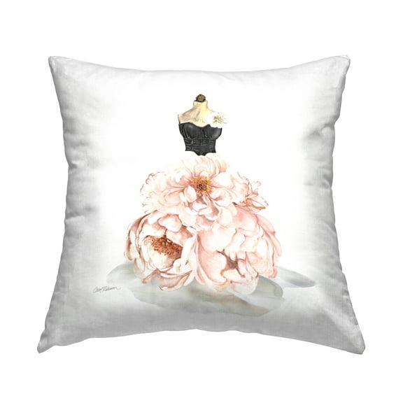 Stupell Industries Peonies Floral Dress Black Corset Fashion Mannequin Glam Pink,18 x 7 x 18 Decorative Pillows