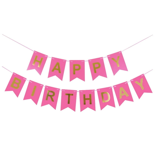Billuyoard Feliz cumpleaños fiesta colorida decoración de cumpleaños reutilizable bandera de fiesta larga Kits de decoración para fiestas Rosa roja