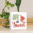 thumbnail image 4 of Zomyto 7"x7" Funny Summer Wood Box Sign Life Is Sweet Watermelon Wooden Block Sign,Farm house Summer Watermelon Sign Decor, 4 of 6