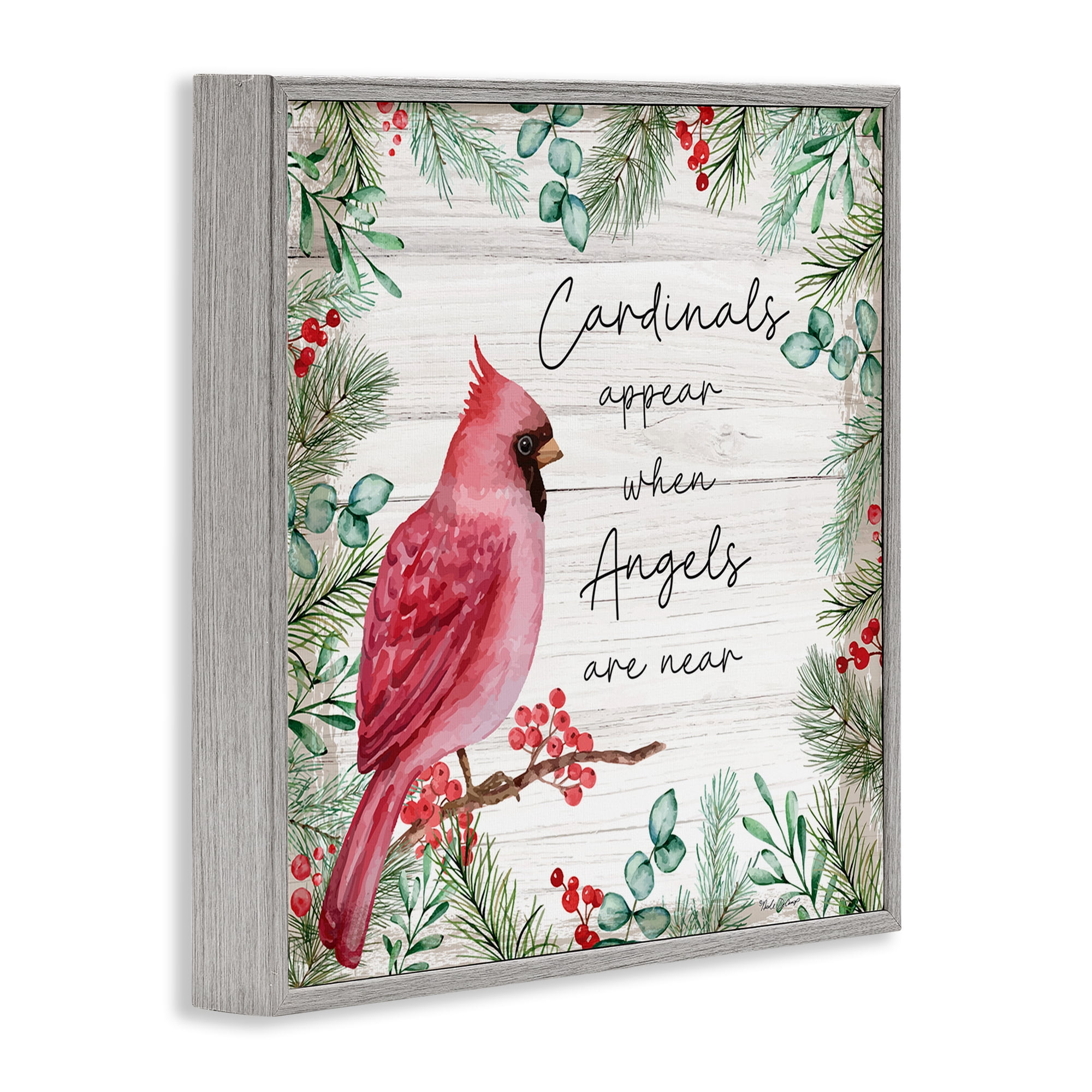 Stupell Industries Cardinals & Angels Phrase Animals & Insects Painting Gray Framed Art Print Wall Art, 17 x 17