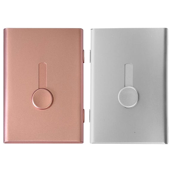 HOKARUA 2-Pack Metal Business Card Holder Case with Slide Out Design, Travel Wallet for Professional Cards Storage