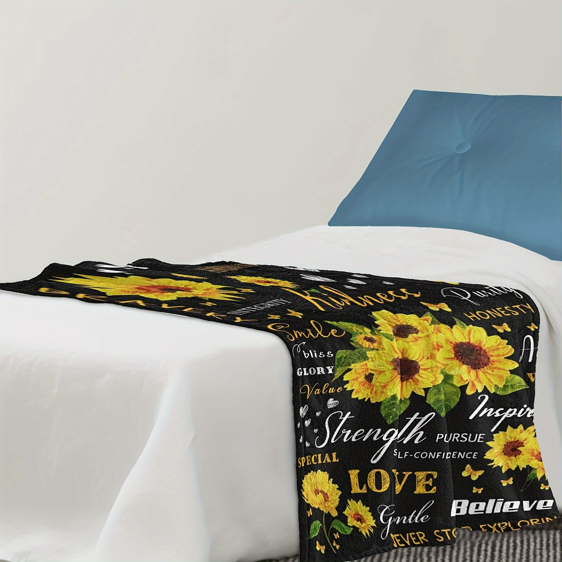 Sunflower Gifts For Women Sunflower Blanket Positive Healing Throw Blanket Christmas Birthday Gift For Women Blanket Soft Cozy Flannel Sunflower Decorations Blanket