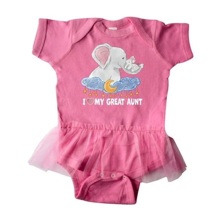 

Inktastic I Love My Great Aunt Cute Elephants with Moon and Stars Gift Baby Girl Tutu Bodysuit