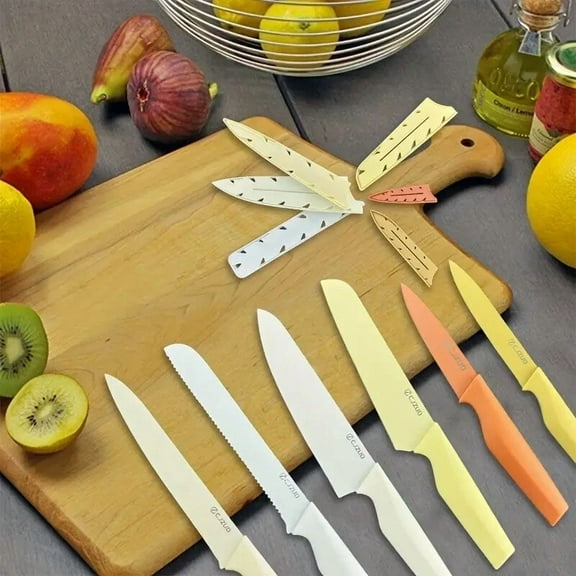 12Pcs Kitchen Knife Set Stainless Steel Colour Coded Non-Stick Cooking Knife Set