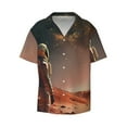 thumbnail image 3 of Balery Astronaut On Mars A Men's Casual Button Down Shirt Short Sleeve Textured Summer Cuban Beach Shirts-Large, 3 of 7