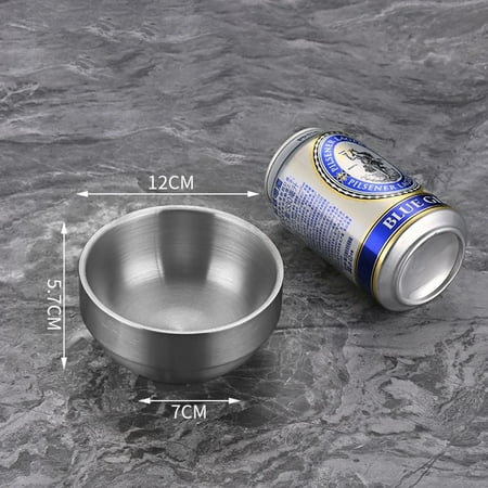 

304 Stainless Steel Bowl Rice Bowl Silver Double Layer Soup Bowl Kimchi Bowl