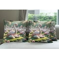 thumbnail image 6 of Ambesonne Flamingo Throw Pillow Cover 4 Pack, Serene Birds Nature Scene, 24", Soft Pink and Lime Green, 6 of 7