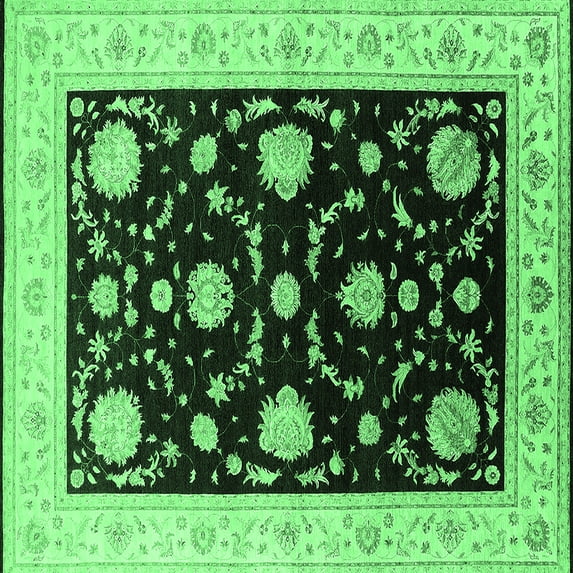 Ahgly Company Indoor Square Oriental Emerald Green Industrial Area Rugs, 7' Square
