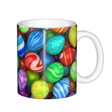 

Yiaed Colorful Easter Eggs1 Print Ceramics Coffee Large Handle Design Extra Large Tea and Coffee Cup for Office and Home Mugs