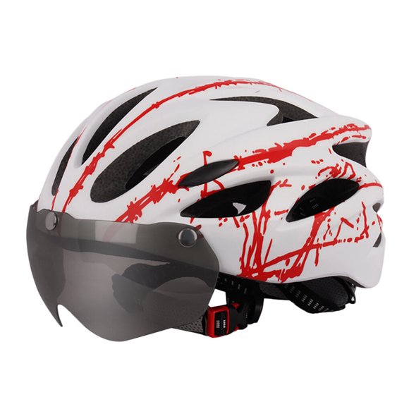 Xingzhi Casque de Moto Sécurité Extérieure Casque de Vélo en Plastique Casque de Protection pour Vélo de Montagne, Blanc Rouge