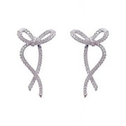 ZPAQI Stylish Rhinestone Earrings Trendy Bowknot Statement Studs Bow Shape Earwears For Valentine's Day gifts