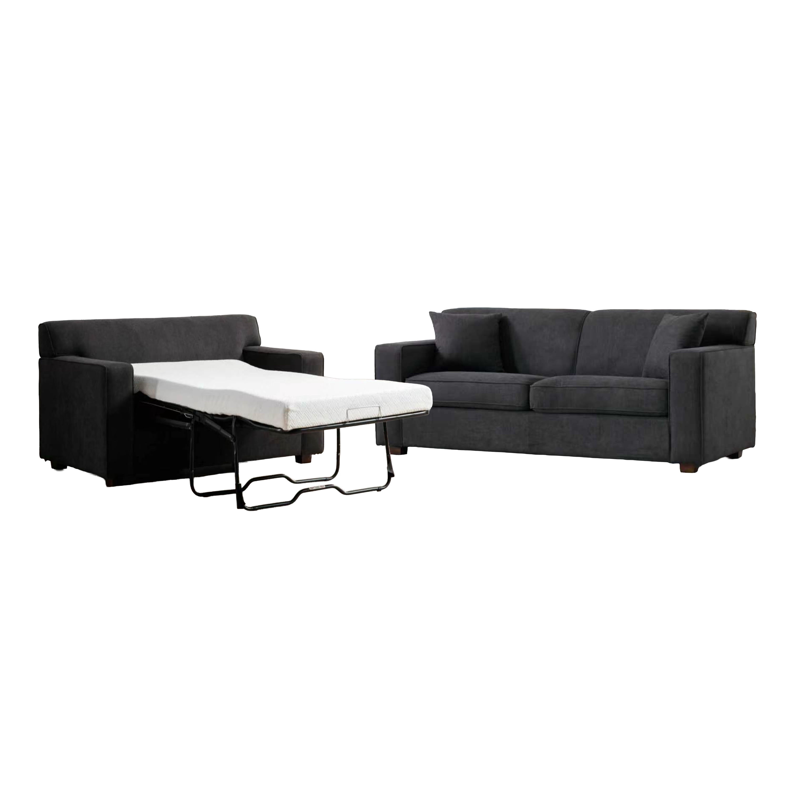 2-Piece Sleeper Loveseat and Sleeper Chair Set in Gray