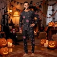 thumbnail image 2 of Family Halloween Pajamas Matching Sets Candy Skull Crew Neck Spooky Pullover Pjs and Skeleton Spiderweb Horror Jogger Sleep Pants, 2 of 6