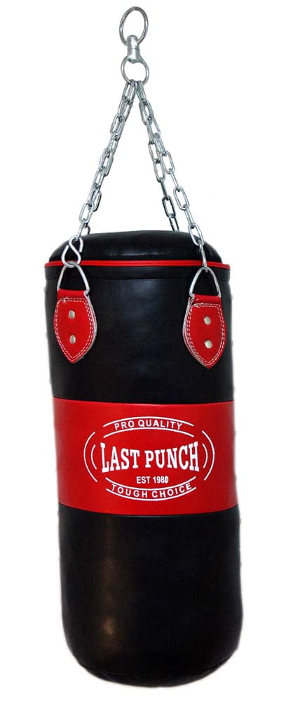 185-L Heavy Duty Red & Black Filled Punching Bag - Large with Chains