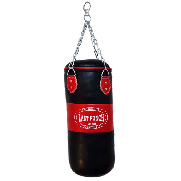 185L Heavy Duty Red & Black Filled Punching Bag Large with Chains