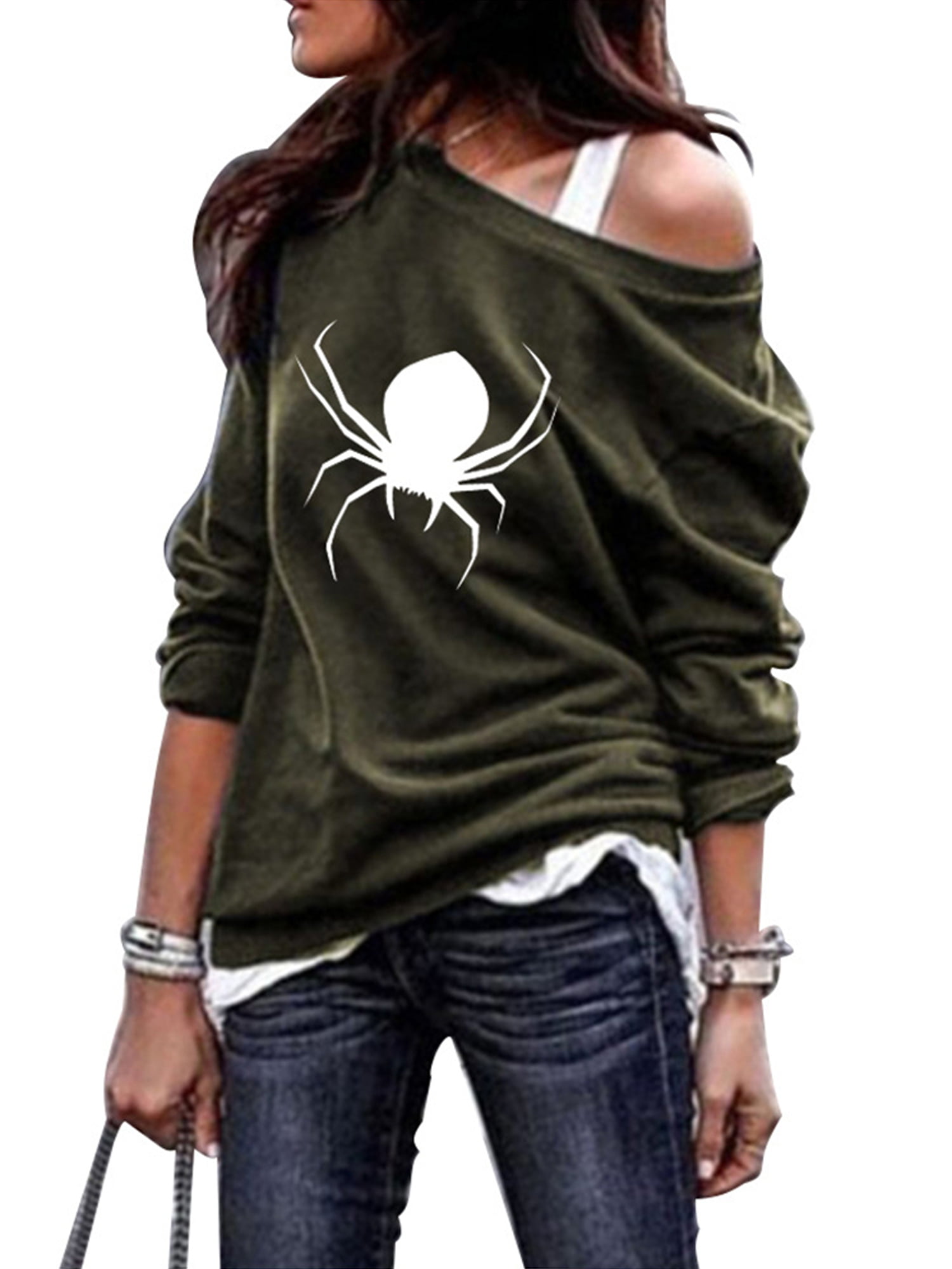Women Happy Halloween T-Shirt Cute Spider Web Graphic Tee Top Fall Casual Loose Short Sleeve Tops