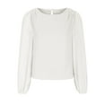 thumbnail image 1 of Timegard Womens Tops Chiffon Puff Long Sleeve Crewneck Ruched Back Button Tee Shirts Casual Loose Tops, 1 of 4