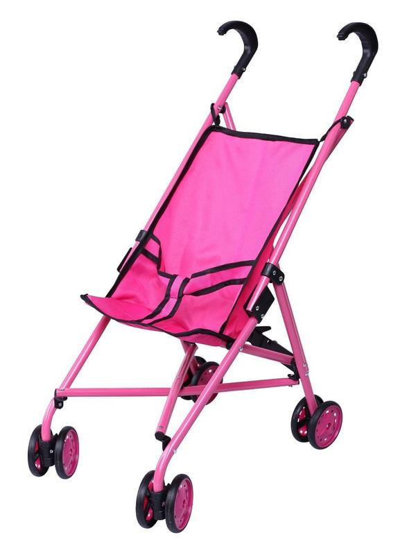 Precious Toys 0126A Hot Pink Doll Stroller with Black Handles&Hot Pink Frame 