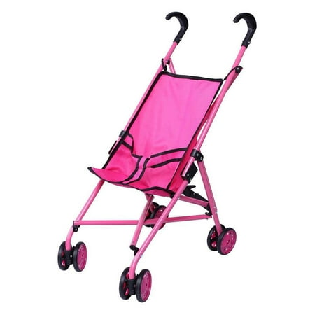 Click N' Play Precious Toys Pink and Black Handles Baby Doll Stroller (with Swiveling Wheels)