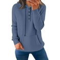 thumbnail image 2 of Women'S Lightweight Hoodie, Long Sleeve Pullover Sweatshirt With Henley Neck, Casual Relaxed Fit For Daily Sportswear, All-Season Soft Streetwear Top Clothes Outfits (4XL, Royal Blue) ZMTing, 2 of 3