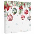 thumbnail image 2 of Ships Next Day Canvas Wall Art 10"x10", Christmas Balls Wood Framed Canvas Print Painting, Red Green Xmas Botanical Snowflake Ready to Hang Small Picture Wall Decor for Home Kitchen Nursery Office, 2 of 9