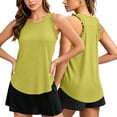 thumbnail image 3 of Summer Ruffle Racerback Tank Tops Sleeveless Workout Top for Women Athletic Shirts Casual Loose Crewneck Running Tee （Yellow,2XL）, 3 of 8