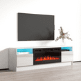 thumbnail image 3 of Duke 01 BL-EF Fireplace TV Stand for TVs up to 70", Modern High Gloss 63" Entertainment Center, Electric Fireplace TV Media Console with Storage Cabinets and LED Lights, 3 of 7