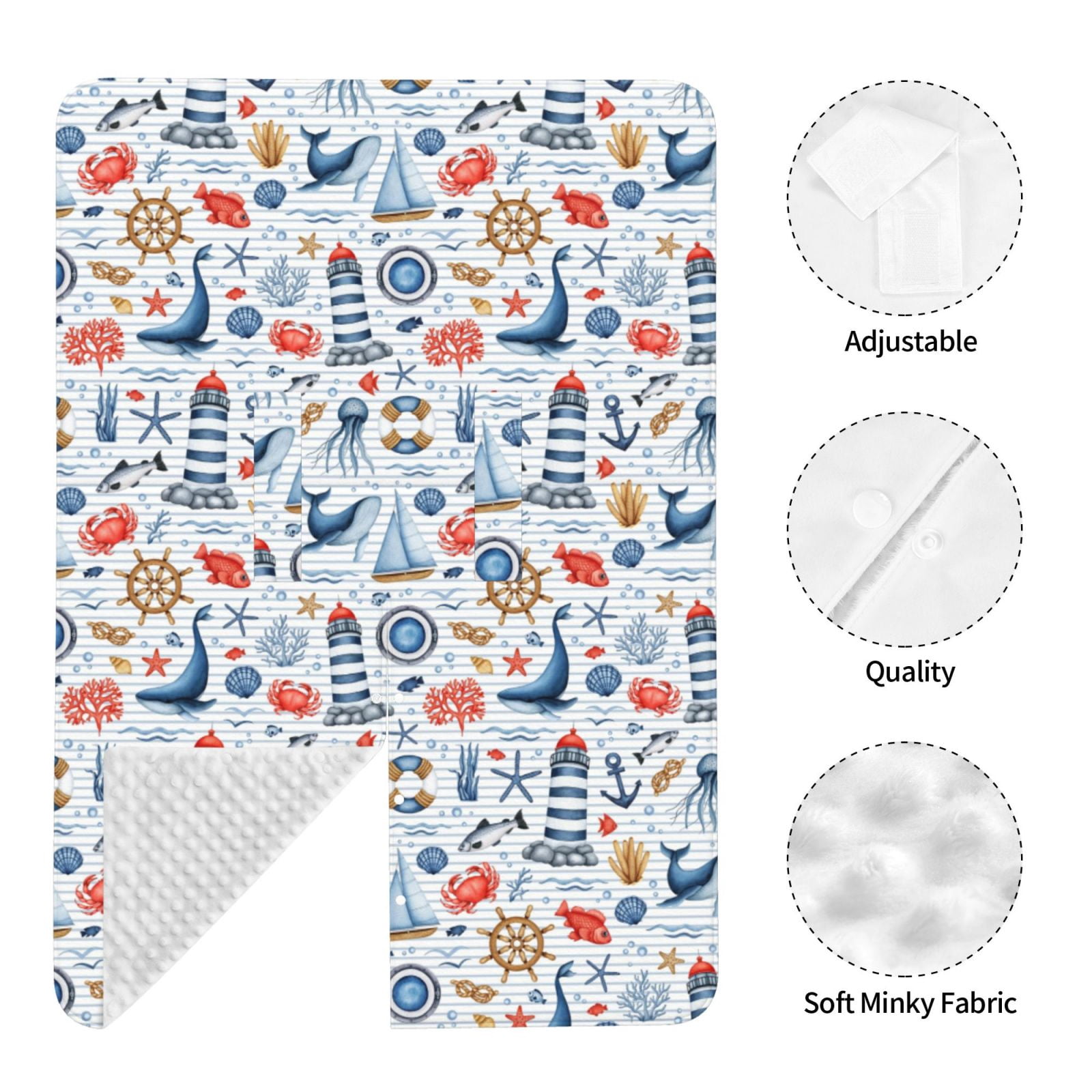 Naloa Watercolor Nautical Baby Car Seat Cover, Breathable Baby Carrier Cover, Multiuse Baby Carrier Cover & Nursing Breastfeeding Cover