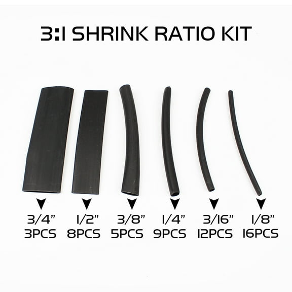 Adhesive Glue Heat Shrink Tubing Wire Wrap Electrical Connection Cable Sleeve Black