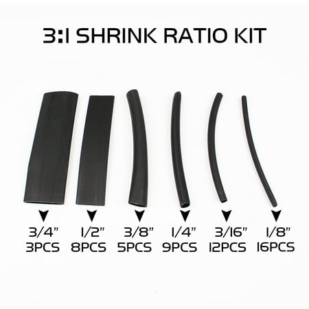 Adhesive Glue Heat Shrink Tubing Wire Wrap Electrical Connection Cable Sleeve Black