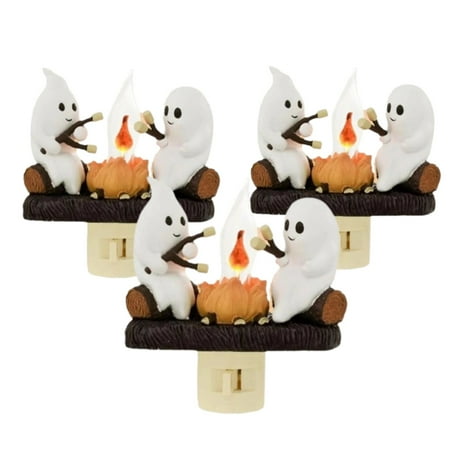 

ZHAOJ005 Ghostly Campfire Flickering Nightlight - LED 3D Halloween Decor Plug-in Wall Lamp Perfect for Festive Season (3Pcs)