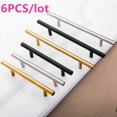thumbnail image 2 of 6PCS Modern Zinc Alloy Black Gold Door Handles Kitchen Cabinet Handles Solid Drawer Knobs Fashion Furniture Handle Hardware (6pcs Single hole), 2 of 7
