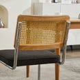 thumbnail image 6 of Mid Century Modern Dining Chairs Set of 2, Linen Cantilever Chairs with Woven Rattan Back & Chrome Base, Flexible 360 lbs Capacity, Black, 6 of 11