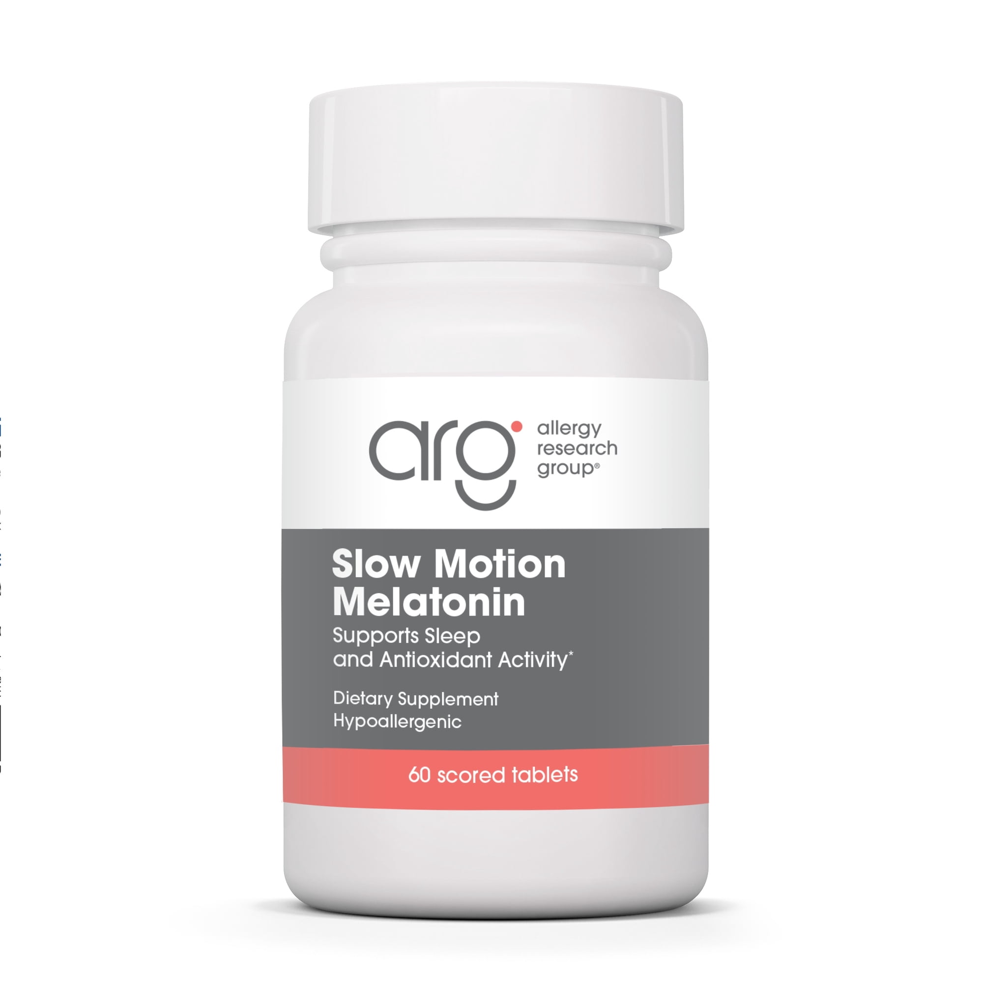 Allergy Research Group Slow Motion Melatonin - Sleep Aid, Low Dose, Lipid Matrix, 1mg Supplement, Pure, Hypoallergenic, Scored Tablets - 60 Count