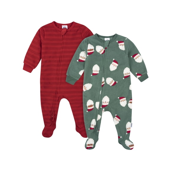 Gerber Baby and Toddler Neutral 2pc Footed Blanket Sleepers, Sizes (0-3 Months - 5T)