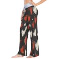 thumbnail image 3 of Women's Long Sleep Pants Home Pants Sleep Pants Wide-Leg Pants Design Elastic Fabric Casual Pants S Red and White Love, 3 of 7