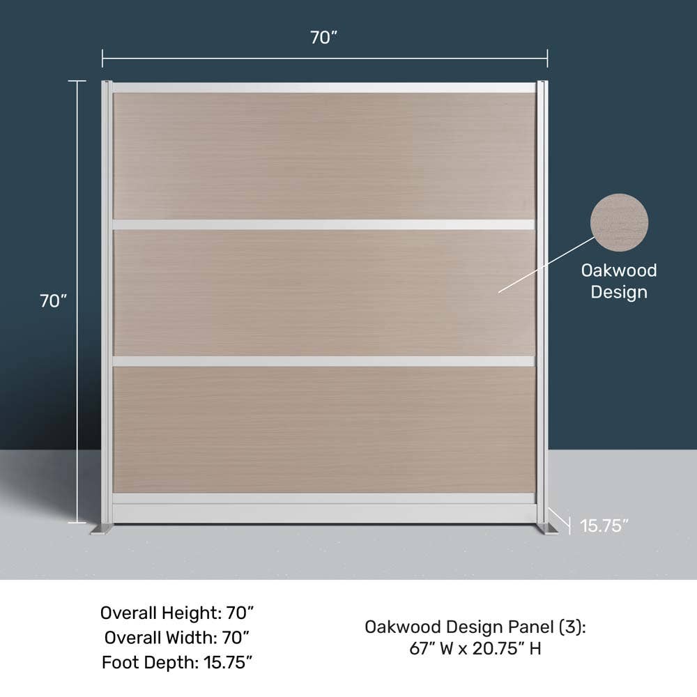 Luxor Oakwood Modular Wall Room Divider System - 70" W x 70" H, Freestanding