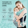 thumbnail image 3 of Mochila Porta, Canguro para Bebé Ergonomico para Niños de 0 a 36 Meses, Porta Bebé Portátil Algodón Puro Ligero y Transpirable con Asiento de Cadera, Portabebés con Taburete de Cintura, Verde, 3 of 5
