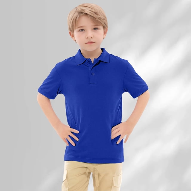 Enfants Polos pour Garçons Bleus Chemises d'Uniforme pour Garçons Chemises à Manches Courtes pour Enfants Chemises de Collation des Grades Chemises de Rugby Tenue pour Garçons de 10-11 Ans