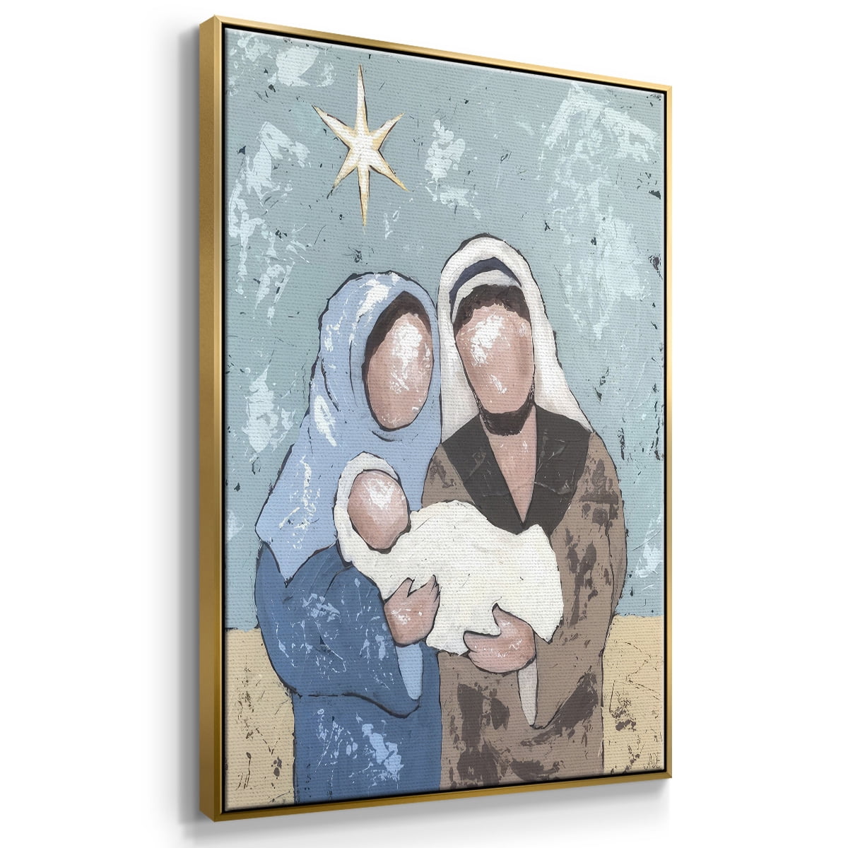 A Silent Night I - Framed Gallery Wrapped Holiday Canvas - 17 x 25 - Gold Frame